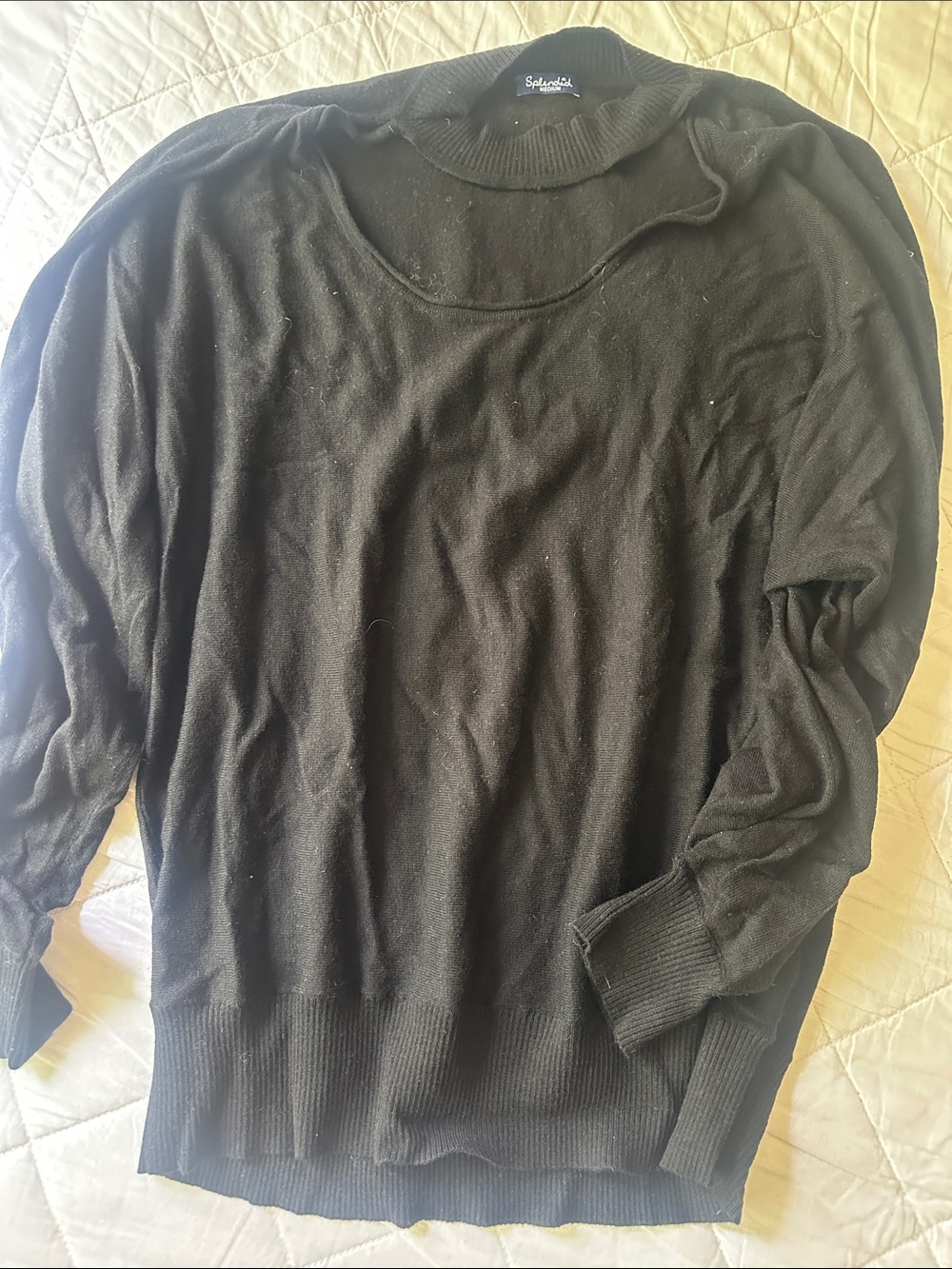 Splendid black Crewneck Sweater with collar